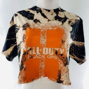 CALL OF DUTY BLACK OPS  CROP TOP SIZE L 40/42 BLEACHED T SHIRT UNIQUE T …